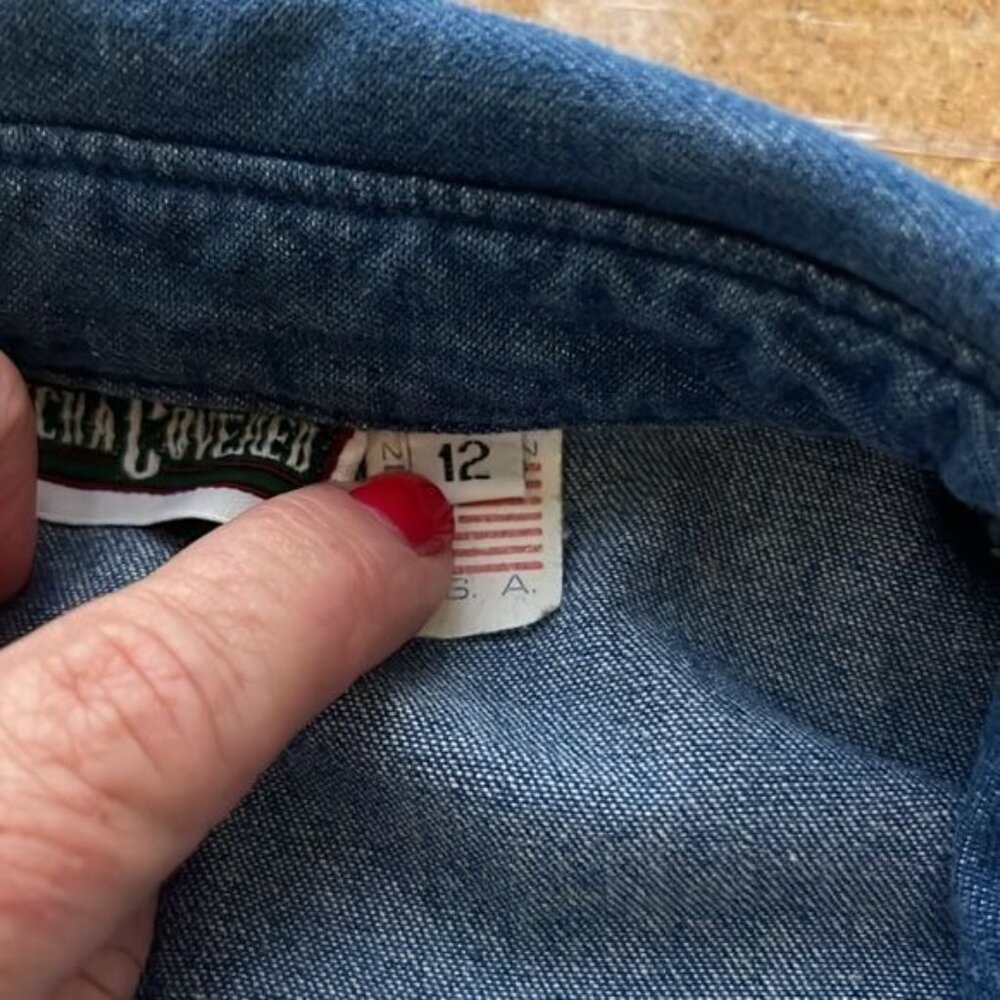 Gotcha Covered Vintage Denim Button-Up Midi Dress w/ Elastic Waist & Pockets 12 - Picture 10 of 11